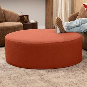 Jaxx Candler Round Couch Ottoman – Oversized Giant Coffee Table Ottoman - Versatile Firm Foam Construction - Kid Safe with Removable Cover, 44”, Luxe Boucle, Boucle Terra Cotta