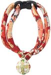 Necoichi Chirimen Temari Dynasty Cat Collar (Red)