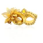 Zeelina Black Masquerade Mask for Women Lace Venetian Masks Flower Mardi Gras Party Prom Halloween (Gold)