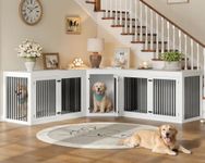AMERLIFE 128" Extra Large Dog Crate Furniture, 3-in-1 Corner Dog Kennel