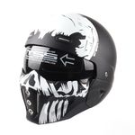 Woljay Open Face Full face Helmet Motorcycle Modular Helmets for Unisex-Adult Street Bike Cruiser Scooter DOT Approved (Skull, Medium)