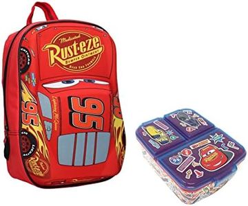 Theonoi Set Cars Lightning McQueen 3D Effect Backpack School Backpack School Bag Sports Backpack Nursery Lightweight Toddler Backpack, Backpack + lunch box, Kindergarten