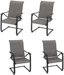 MFSTUDIO Patio Dining Chairs, Outdoor C Spring Dining Chairs Set of 4, High Back Sling Patio Chairs Heavy Duty Outdoor Chairs for Backyard Deck, 300LBS