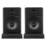 Vault C5 5-Inch Powered Studio Reference XLR Computer Monitors Speakers - Pair with Acoustic Foam Pads