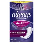 Always Dailies Panty Liners, Profresh, Large, 160 Liners (40 x 4 Packs), Odour Neutraliser, Soft and Discreet