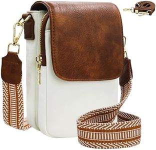 lifwimner Small Crossbody Purse for Women Trendy Vegan Leather Cell Phone Bags with Card Slots & Adjustable Straps, White+brown, Trendy