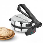 RAMA HOME APPLIANCES Electric Roti Maker, Non-Stick Chapati Press with Temperature Control, Black and Silver, Automatic Flatbread Maker for Home Kitchen