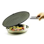 Anwangda Splatter Screens Strainer 13inch Silicone Splatter Screen for Frying Pan, Spit Guard Frying Pan Heat Insulation Cooling Mat,Strainer, Drain Board(size:Black)