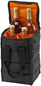 Wine Carrier Tote Bag - 4 Bottle Pockets - Attractive wine bag with thick external padding, zipper and easy to carry handles. The wine tote bag is perfect for travel, picnics or a day at the beach.