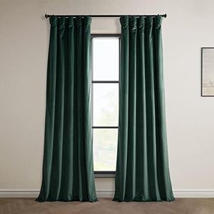 HPD Half Price Drapes Heritage Plush Velvet Curtains 96 Inches Long Room Darkening Curtains for Bedroom & Living Room 50W x 96L, (1 Panel), Forestry Green