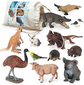 Volnau Animal Toys Figurines 12PCS Australia Animal Figures Zoo Pack for Kids Christmas Birthday Gift Preschool Educational Kangaroo Koala Bear The Land Down Under Animals Sets