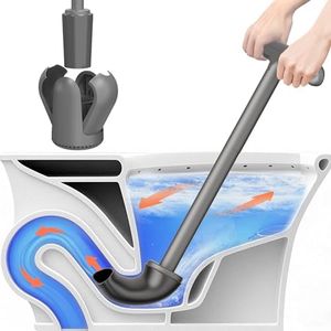 Cinola Upgraded Toilet Plunger with Holder, Wall Mounted Toilet Bowl Plunger with Hideaway Caddy, Dual Handle Plunger for Bathroom Built-in Drip Tray, Grey