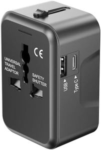 URJD Universal Travel Adapter with (Type C+USB) 2 USB Ports & AC Outlet, International Plug Adapter Converter, Type C/A/G/I All in One Wall Charger Worldwide Travel Adaptor for US to EU UK AUS Asia
