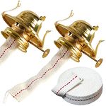 GXFCCYXT Oil Lamp Burner 2 Set, with Reduction Collar and Cotton Lamp Wick & 39 inch Oil Lamp Wick, Oil Lamp Replacement Parts, for Kerosene Lamp or Vintage Oil Lamps - Brass