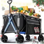 Overmont Collapsible Foldable Wagon Cart - Heavy Duty 150L Large Capacity Folding Utility Wagon Grocery Cart for Camping Grocery Sports Shopping- 330lbs Load