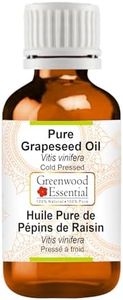 Greenwood Essential Pure Grapeseed Oil (Vitis vinifera) Natural Therapeutic Grade Cold Pressed 15ml (0.50 oz)