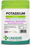 Lindens - Potassium 200mg, 500 Tablets - with 50mg Vitamin C Per Tablet - Contributing to Normal Blood Pressure, Muscle and Nervous System Function - UK Made, Letterbox Friendly