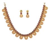 Sasitrends Traditional Gold Plated American Diamond Studded Necklace Jewellery Set with Intricate Design for Women & Girls