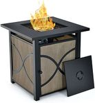 DORTALA 25'' Gas Fire Pit Table, 40,000 BTU Propane Fire Pit Table w/CSA Certification, Outdoor Square Fire Table with Lid, Fire Glass and Adjustable Flame, Firepit Furniture for Patio Deck Backyard