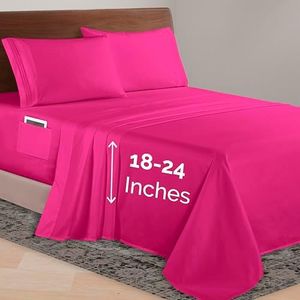 Elegant Comfort Parure de lit 4 pièces en Microfibre de qualité hôtelière 1500, pour Matelas de 45,7 à 61 cm de Profondeur – Draps à Poches très Profondes, Ultra Doux, pour lit King Size, Rose Vif