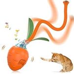 IOKHEIRA Interactive Cat Toy, 3 Modes Irregular Movement Cat Toys for Indoor Cats Adult, Electric Automatic Moving Ball Toy, USB Charging Kitten Toys with Long Tail Teaser/Simulation Bird Sound