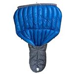 Outdoor Vitals Down TopQuilt for Ultralight Backpacking - 15 Degree F 800 Fill Power Down 10D Ultralight Fabric Hammock & Ground Camping 2 Sizes & Included Pad Straps (Long Wide Charcoal/Blue)