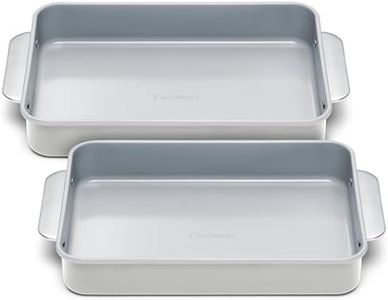 Caraway Non-Stick Ceramic 9”x13” Rectangle Pan Duo - Naturally Slick Ceramic Coating - Non-Toxic, PTFE & PFOA Free - Perfect for Brownies, Lasagnas, and More - Gray