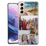 TULLUN Personalised Phone Case for Samsung Galaxy S5 - Your Own Image Photo Collage Custom Design Stule Soft TPU Rubber Phone Cover - Collage with 3 Horizontal Photo