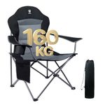 EVER ADVANCED Camping Chairs for Adults Heavy Duty Folding Chair Up to 160kg Oversized with High Back & Cup Holder & Side Pockets Comfy Camp Fold Up Chair