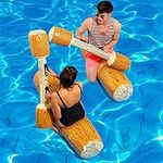 LUSTERMOON 4 Pcs Package Inflatable Floating Water Toys, 2 Sets Aerated Battle Logs, Adult Children Pool Party Water Sports Games Log Rafts to Float Toys Pool Toys (Deep color)