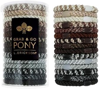 Brown and Black Hair Ties for Thick Hair, Grab & Go Pony Tube, 15 Pack, Nouveau Neutrals, Thick No-Crease Bands with Strong Hold, Damage-Free Design, Modern Neutral Mix | L. Erickson