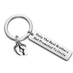 QIIER New Uncle Gift Only The Best Brothers Get Promoted to Uncle Keychain Baby Announcement Gift for Uncle (sliver)