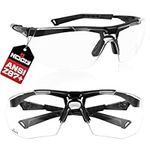NoCry Anti Fog Safety Glasses for Work with “Floating” Clear Lenses, Airsoft Glasses with Anti Scratch Coating, SoftPad Adaptive Frames; UVA and UVB Protection; Squash Glasses & Clear Cycling Glasses