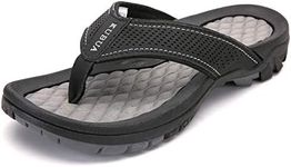 KUBUA Men's Beach Flip-Flops Water Sandals Outdoor Athletic Thong Sandal Slippers, Black, 8