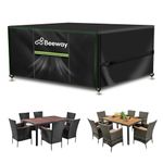 BEEWAY Garden Furniture Cover With Air Vent, Waterproof Patio Rattan Sofa Table Chair Set Cover - 420D Oxford Fabric, Windproof - Rectangular 185 x 122 x 72cm