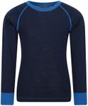 Mountain Warehouse Merino II Kids Round Neck Base Layer Top, Blue, 2 Years