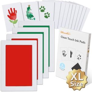 Hiumotan Baby Handprint and Footprint Kit,4 Baby Handprint Ink Pads with Clean-Touch & 12 Imprint Cards,Inkless Print Kit Safe Non-Toxic for Baby Feet and Hands, Family Keepsake, Pet Paw-Green & RED