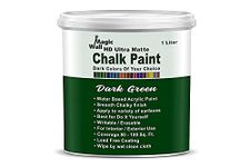 Chalk Paint Dark Colors | 1 Liter - Matt Finish | Water Base Acrylic Paint | Coverage : 80 to 100 Sq. Ft. | Apply on Surfaces Like Walls, Boards, Furniture & Home Décor Products. (Green Bushes)