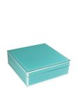 American Atelier 1280010 Square Jewelry Box with Piping, Teal