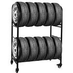 ExGizmo Rolling Tire Rack,56x44x20inch Metal Tire Storage Rack,Adjustable Pushable Tire Stand,Mobile Tire Storage Shelf Cart with 4 Wheel