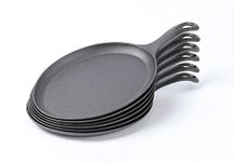 HAWOK Cast Iron Fajita Plate Sizzler Pan, Pre-seasoned Cast Iron Skillet, Set of 6