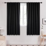 Deconovo Back Tab and Rod Pocket Blackout Curtains - (Black Color, 52x63 Inch, 2 Panles), Thermal Insulated Blackout Curtains for Bedroom