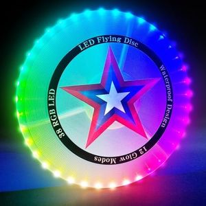 LED Flying Disc- 38 RGB LED Lights, 7+5 Light Up Modes, Rechargeable, IP65 Waterproof Glow in The Dark Outdoor Games Cool Toys for Adult and Family Boys Teens Kids Beach Camping Lawn Yard Games