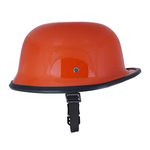 Sage Square German Retro Style Helmet, World War Inspire for Mens, Womens (Orange Glossy) (Non-Motorized), Polycarbonate