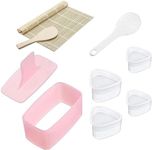 8 in 1 Sushi Making Kit and Rice Ball Molds, Sushi Roller Kit Onigiri Mold, Non-Stick Easy to Use and Clean, with Sushi Mat and Rice Scoop, for Kids Lunch Bento and Home DIY Sushi kit