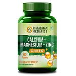 Himalayan Organics Calcium Magnesium Zinc Vitamin D3, B12 & K- 60 Vegetarian Tablets I Supplement for Women and Men, For Bone Health & Joint Support