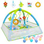 Dr.Rapeti Baby Play Gym Mat with Ball Pit Activity Gym Center Tummy Time Mat Thickened Mat Sensory Exploration Motor Skill Development for Newborn Infant Baby Toddlers