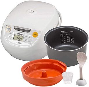 Tiger Japan Made Synchro-Cooking 5.5-Cup Micom Rice Cooker and Warmer with 10 Cooking Menu Settings, Stainless Steel Non-Stick Inner Pot and Tacook Cooking Plate, Lets you Cook Rice and Main Dish at the Same Time