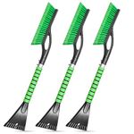SEAAES 3pcs Snow Brush with Removable Ice Scraper, Scratch Free Bristle Head for Car