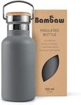 Bambaw Vacuum Insulated Water Bottle 12 oz, Gray Insulated Water Bottle with Handle, Stainless Steel Water Bottle, Reusable Metal Water Bottle No Straw – Stormy Gray